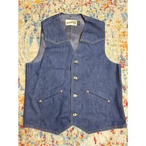 Vintage 70's Levis Vest Medium Blue Denim Western Panatela Sportswear Waistcoat